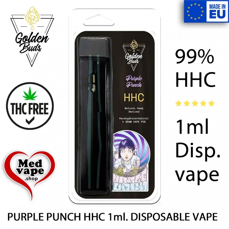 PURPLE PUNCH 95% HHC DISPOSABLE VAPE - GOLDEN BUDS - MEDVAPE PURPLE PUNCH 95% HHC DISPOSABLE VAPE - GOLDEN BUDS - MEDVAPE
