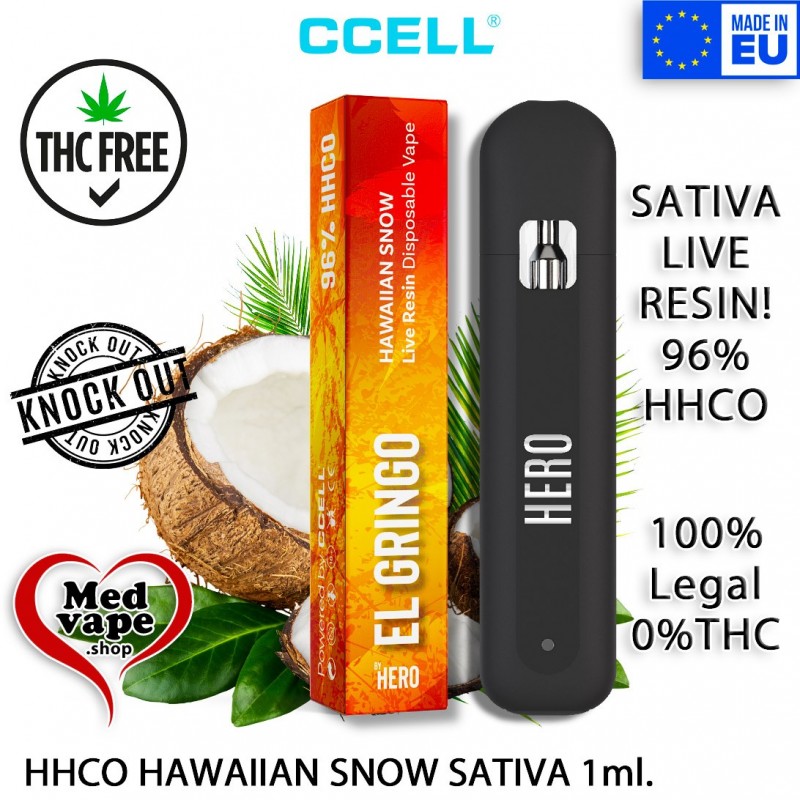 HHCO VAPE 96% HAWAIIAN SNOW SATIVA LIVE RESIN - EL GRINGO WEED MEDVAPE HHCO VAPE 96% HAWAIIAN SNOW SATIVA LIVE RESIN - EL GRINGO WEED MEDVAPE