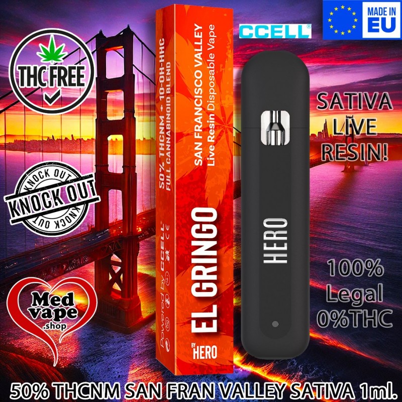 50% THCNM VAPE SAN FRANCISCO VALLEY OG SATIVA 1ml - EL GRINGO WEED THC CANNABIS LEGAL MARIJUANA MEDVAPE 50% THCNM VAPE SAN FRANCISCO VALLEY OG SATIVA 1ml - EL GRINGO WEED THC CANNABIS LEGAL MARIJUANA MEDVAPE